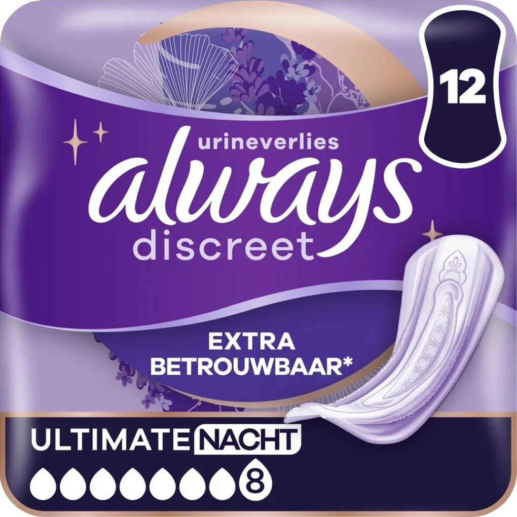 Always Discreet Incontinentie>Ultimate Night Incontinentieverband