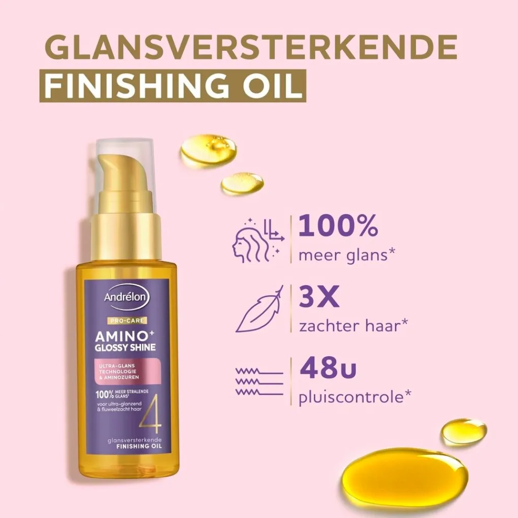 Andrelon Pro-Care Haarolie|Haarserum>Andrélon Pro-Care Amino+ Glossy Shine Finishing Oil