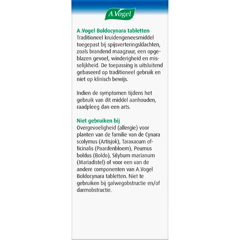 A.Vogel Natuurlijke Zelfzorgmiddelen>Boldocynara Tabletten