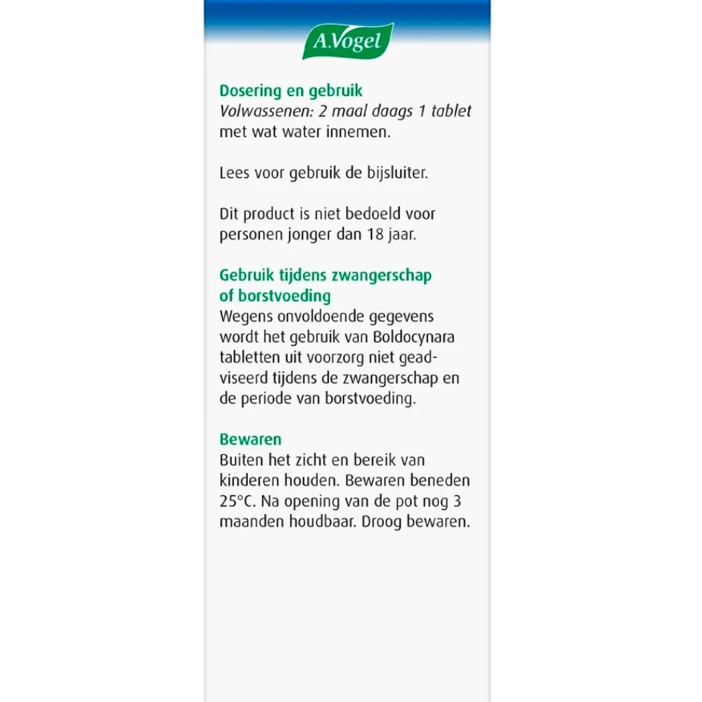 A.Vogel Natuurlijke Zelfzorgmiddelen>Boldocynara Tabletten