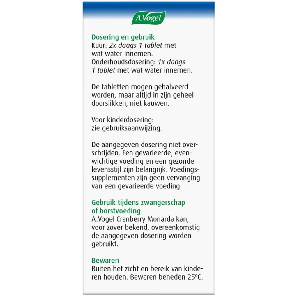 A.Vogel Natuurlijke Supplementen|Cranberrysupplementen>Cranberry Monarda Tabletten