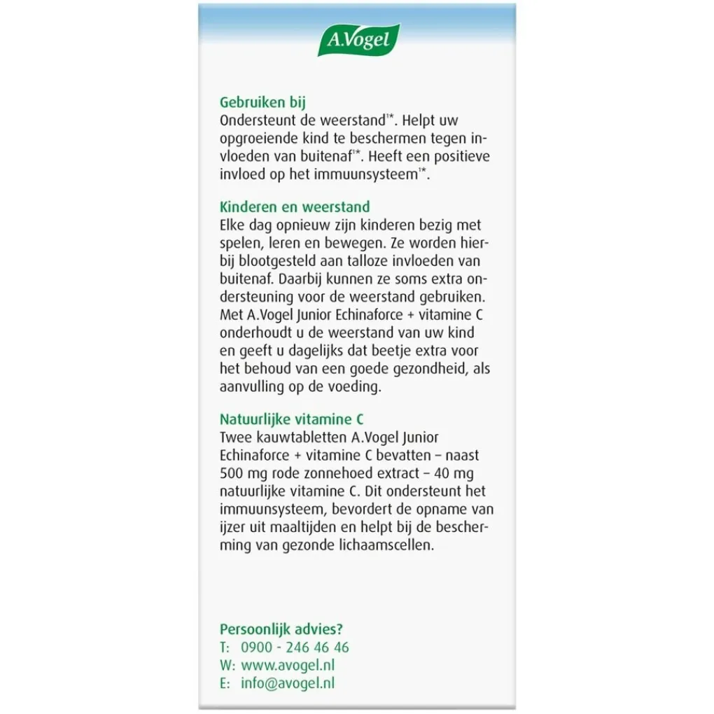 A.Vogel Natuurlijke Supplementen|Vitamines>Echinaforce Junior + Vitamine C Kauwtabletten