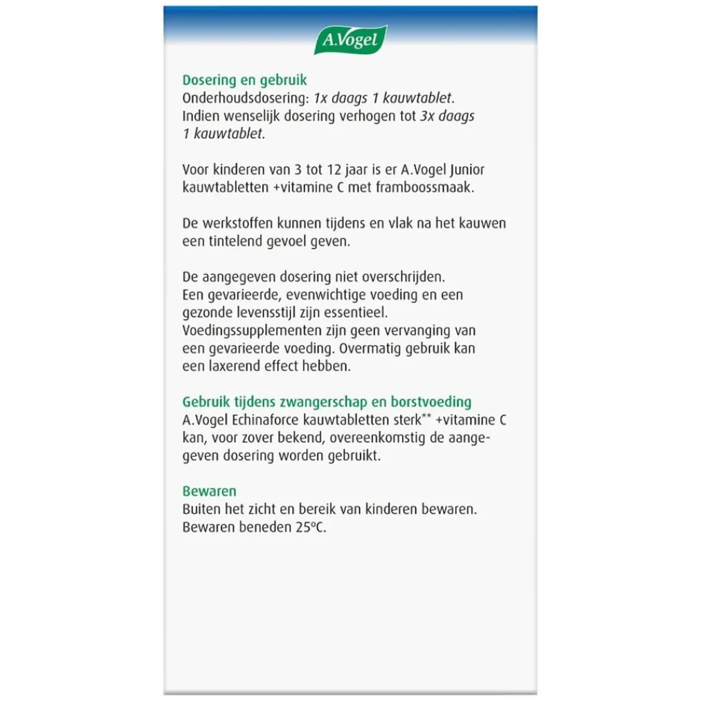 A.Vogel Natuurlijke Supplementen|Weerstand En Of Energie>Echinaforce Sterk** + Vitamine C Kauwtabletten