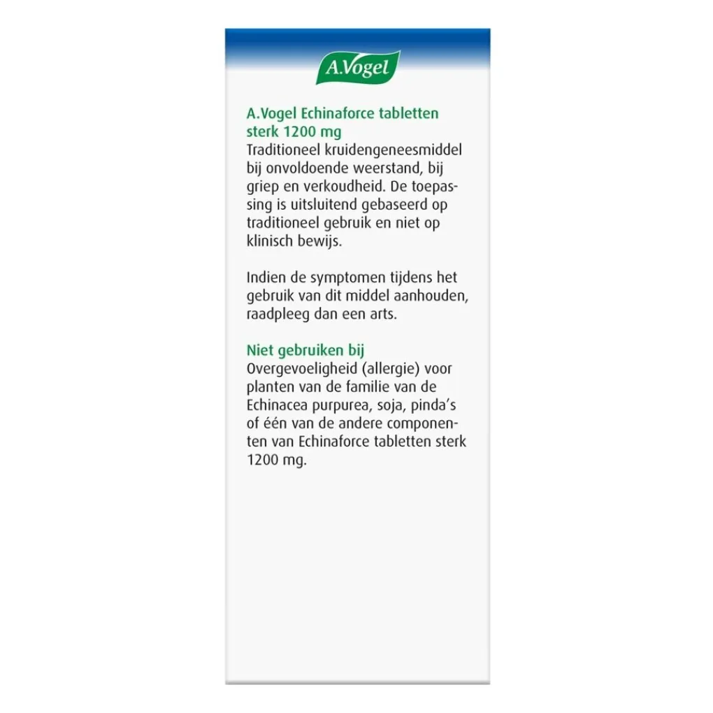 A.Vogel Natuurlijke Zelfzorgmiddelen>Echinaforce Sterk 1200mg Tabletten