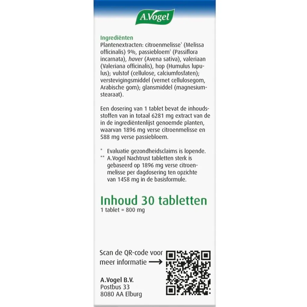 A.Vogel Natuurlijke Supplementen|Rust En Ontspanning>Nachtrust Sterk** Tabletten