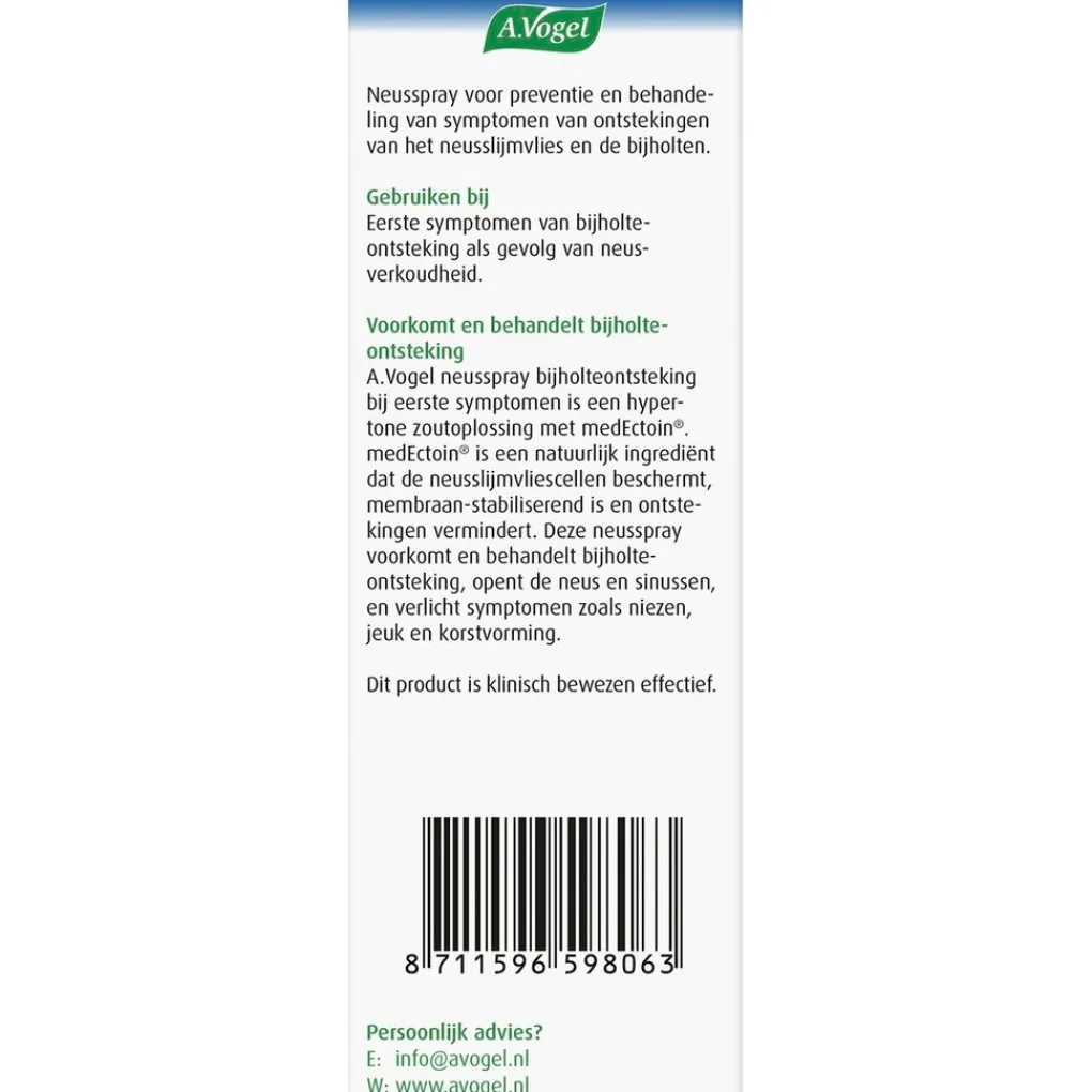 A.Vogel Luchtwegen>Neusspray Bijholteontsteking bij Eerste Symptomen