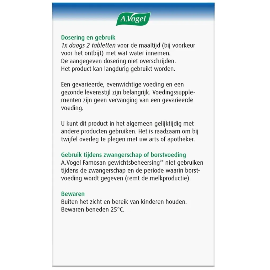 A.Vogel Overgang>Overgang Famosan Gewichtsbeheersing2* Tabletten