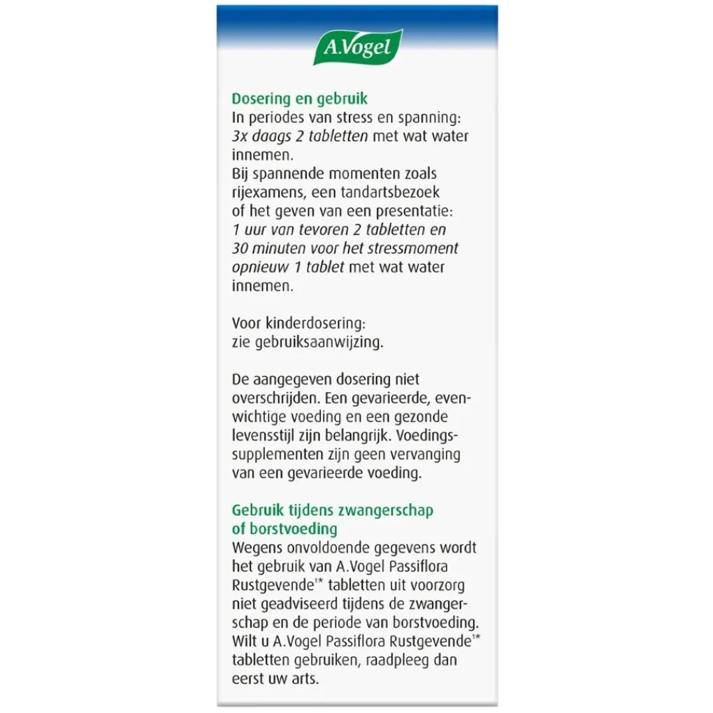 A.Vogel Natuurlijke Supplementen|Rust En Ontspanning>Rustgevend Passiflora Complex Tabletten
