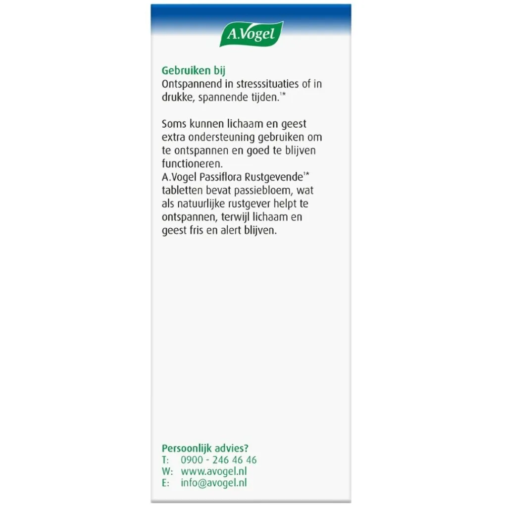 A.Vogel Natuurlijke Supplementen|Rust En Ontspanning>Rustgevend Passiflora Complex Tabletten
