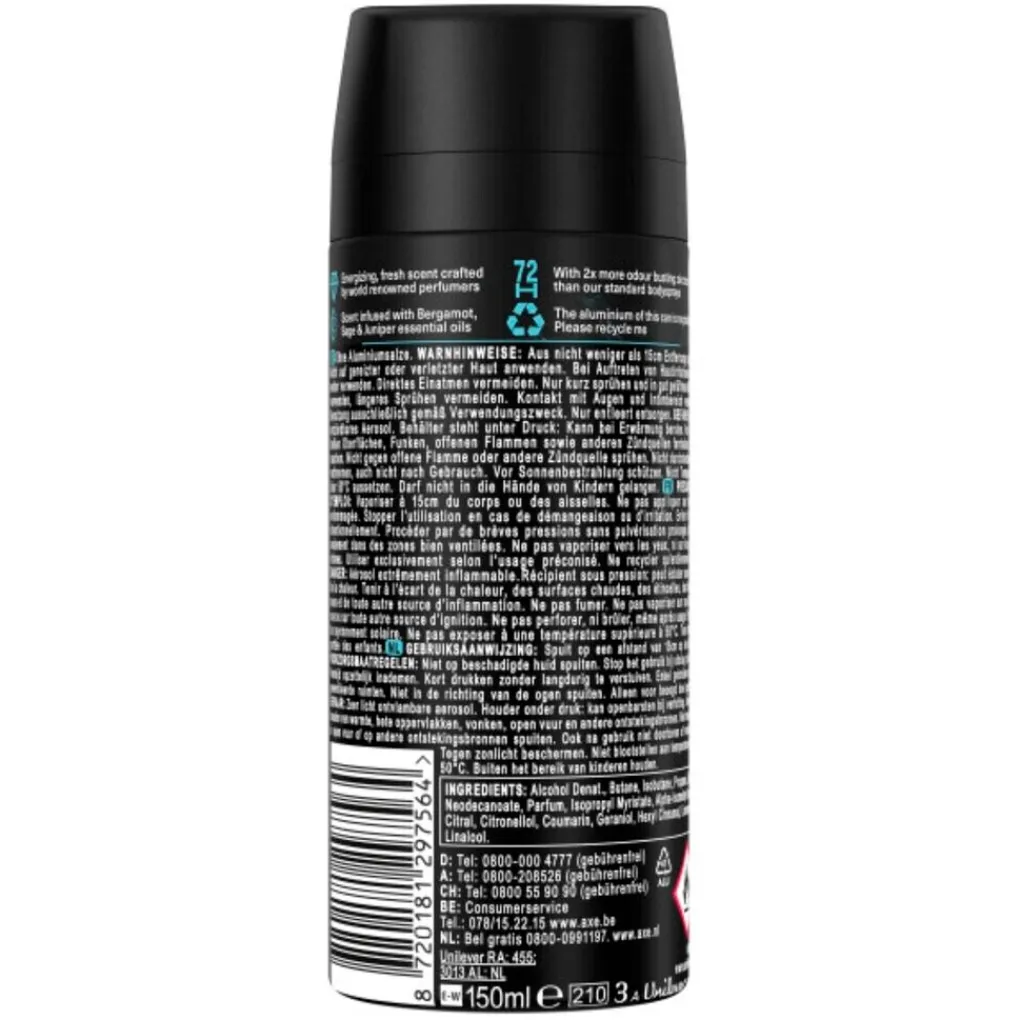 Axe Fine Fragrance Deospray>Aqua Bergamot Deodorant & Bodyspray