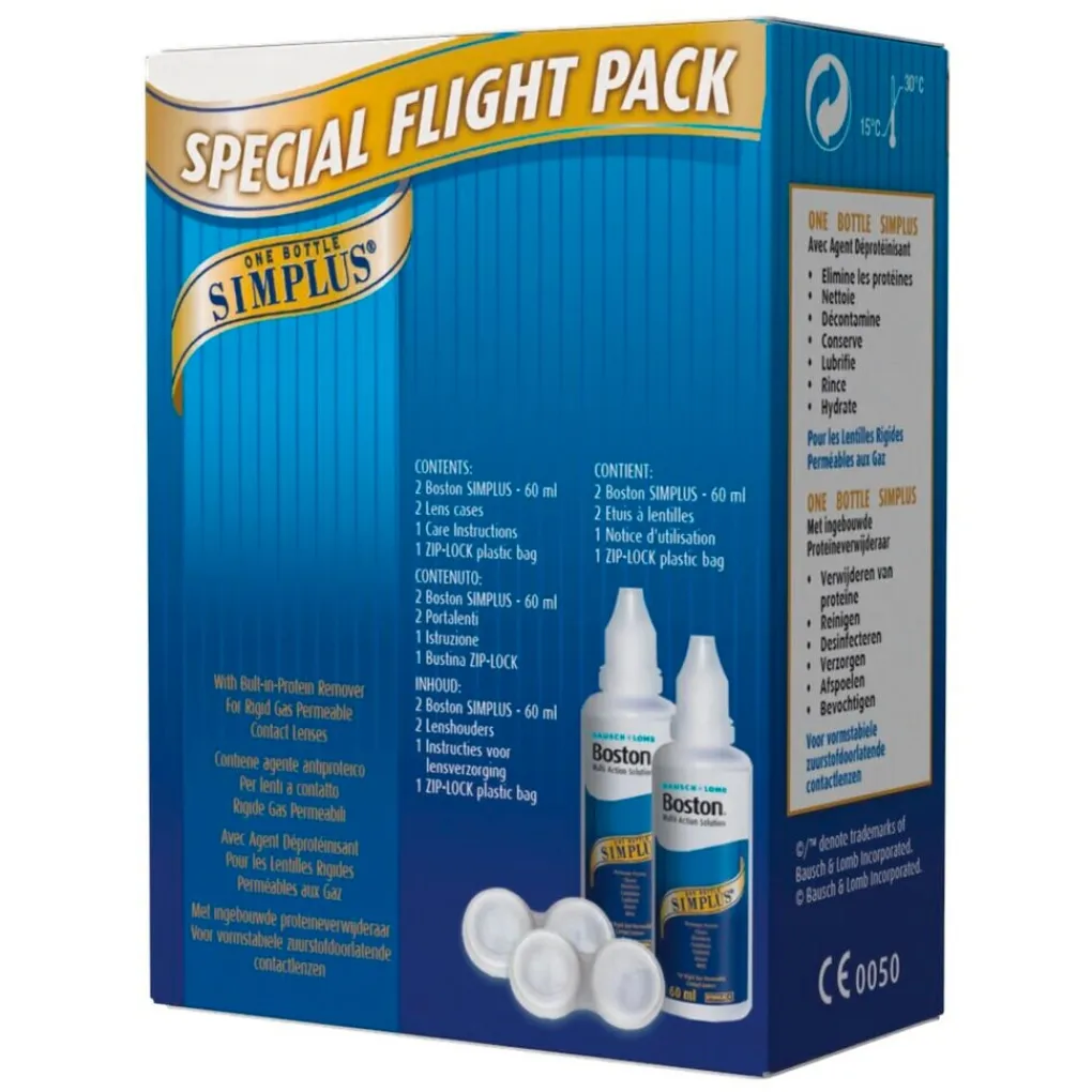 Bausch & Lomb Lenzenvloeistof>Bausch + Lomb Boston Simplus Lenzenvloeistof Special Flight Pack