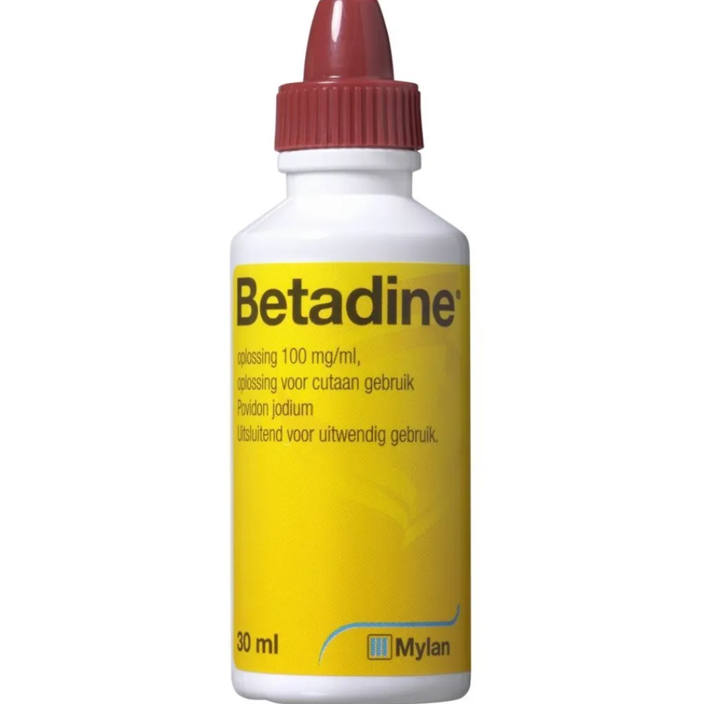 Betadine Wondontsmetting>Oplossing met 100mg/ml Povidon Jodium
