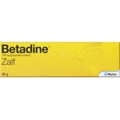 Betadine Wondontsmetting>Zalf met 100mg/ml Povidon Jodium