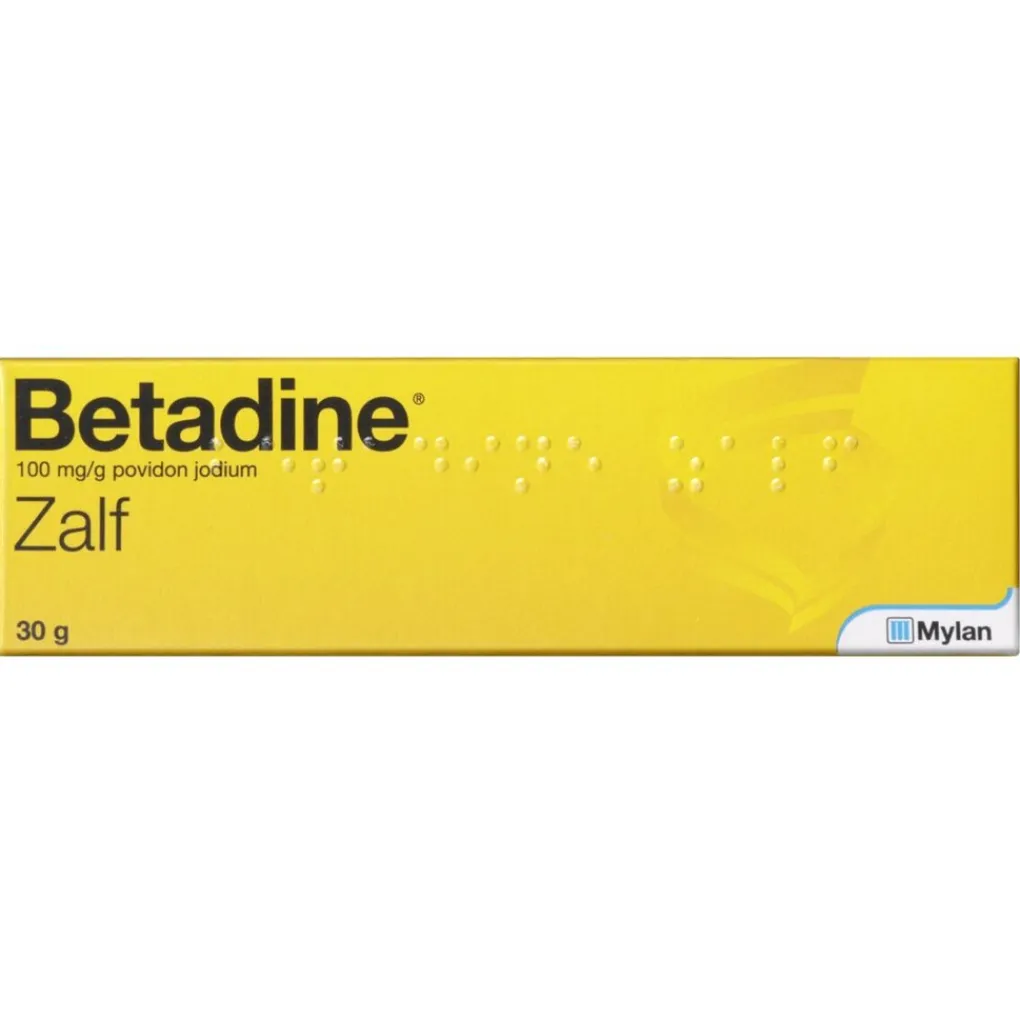 Betadine Wondontsmetting>Zalf met 100mg/ml Povidon Jodium