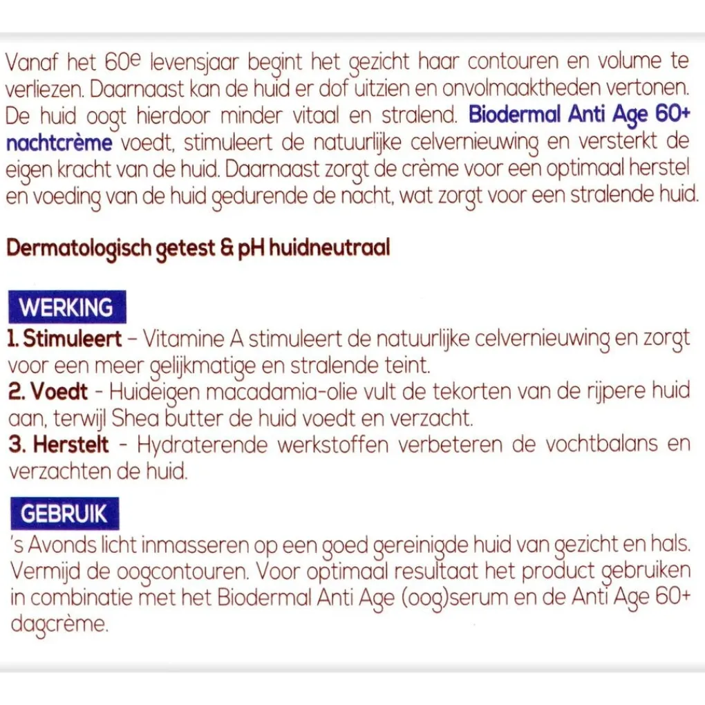Biodermal Nachtcreme>Anti Age 60+ Nachtcrème
