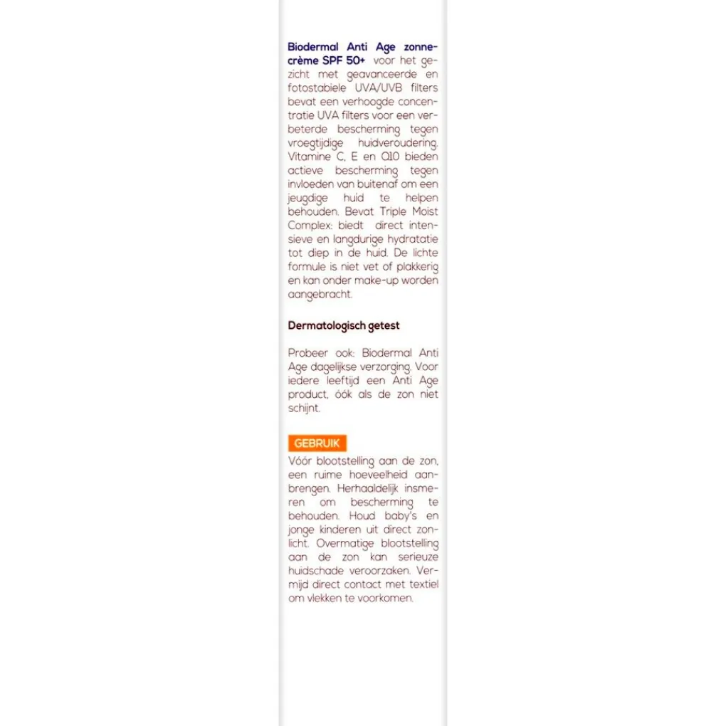 Biodermal Zonnebrand>Anti Age SPF50+ Zonnecrème voor het Gezicht