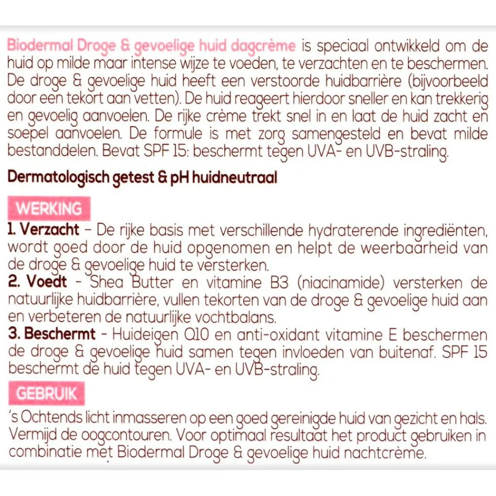 Biodermal Dagcreme>Dagcrème voor de Droge en Gevoelige Huid