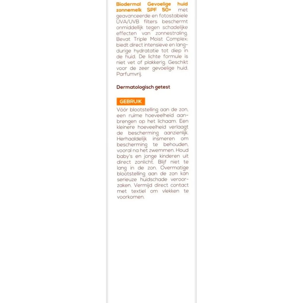 Biodermal Zonnebrand>Gevoelige Huid SPF50 Zonnemelk
