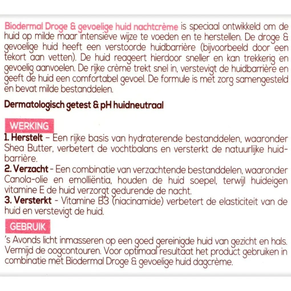 Biodermal Nachtcreme>Nachtcrème voor de Droge en Gevoelige Huid