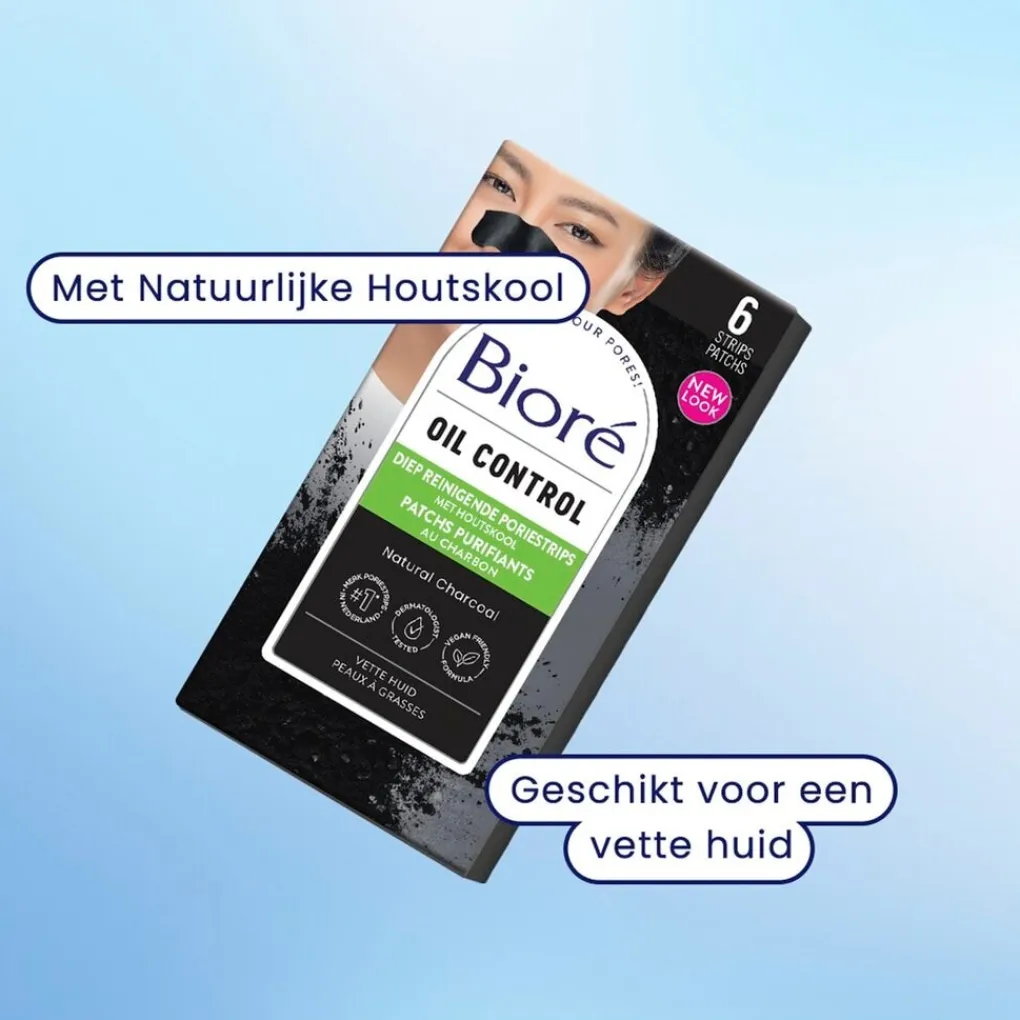Bioré Gezichtsreiniging>Diep Reinigende Poriestrips met Houtskool