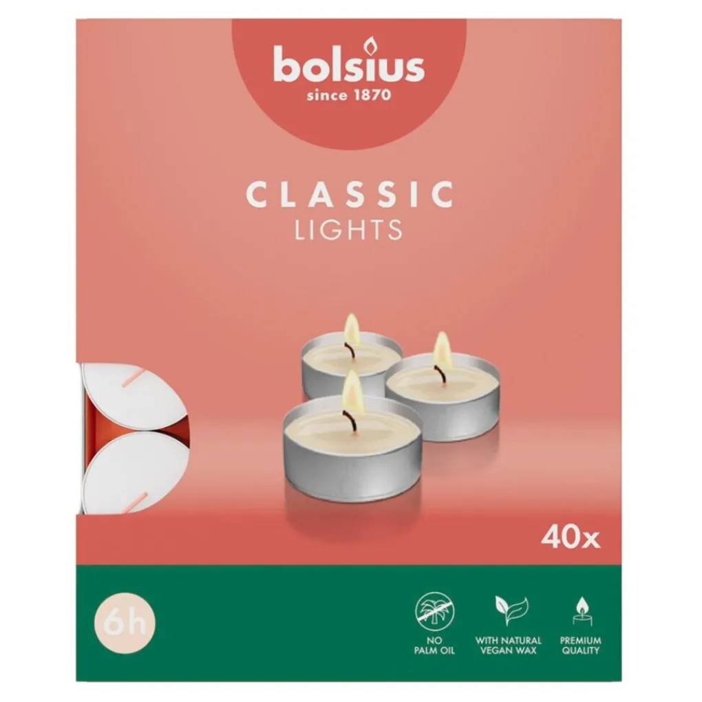 Bolsius Kaarsen>Classic Lights 6-Uur Waxinelichtjes