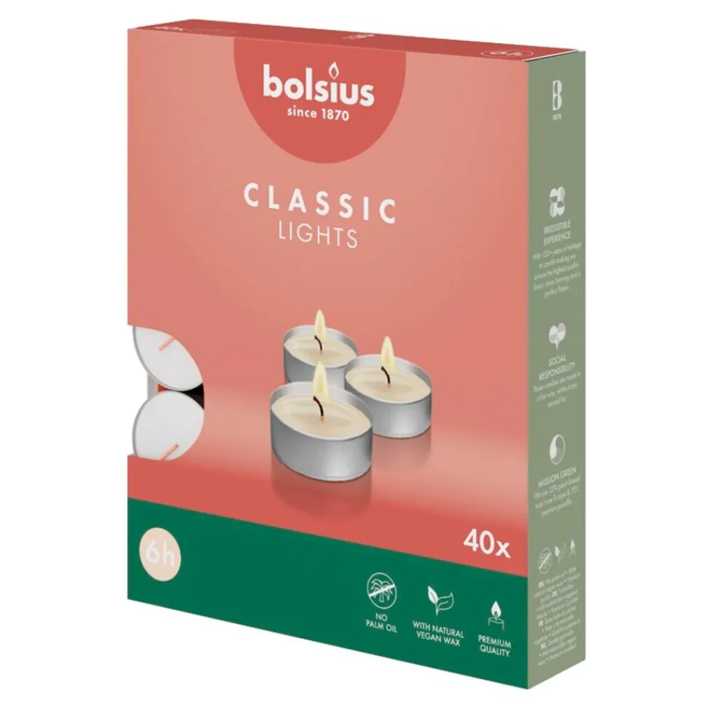 Bolsius Kaarsen>Classic Lights 6-Uur Waxinelichtjes