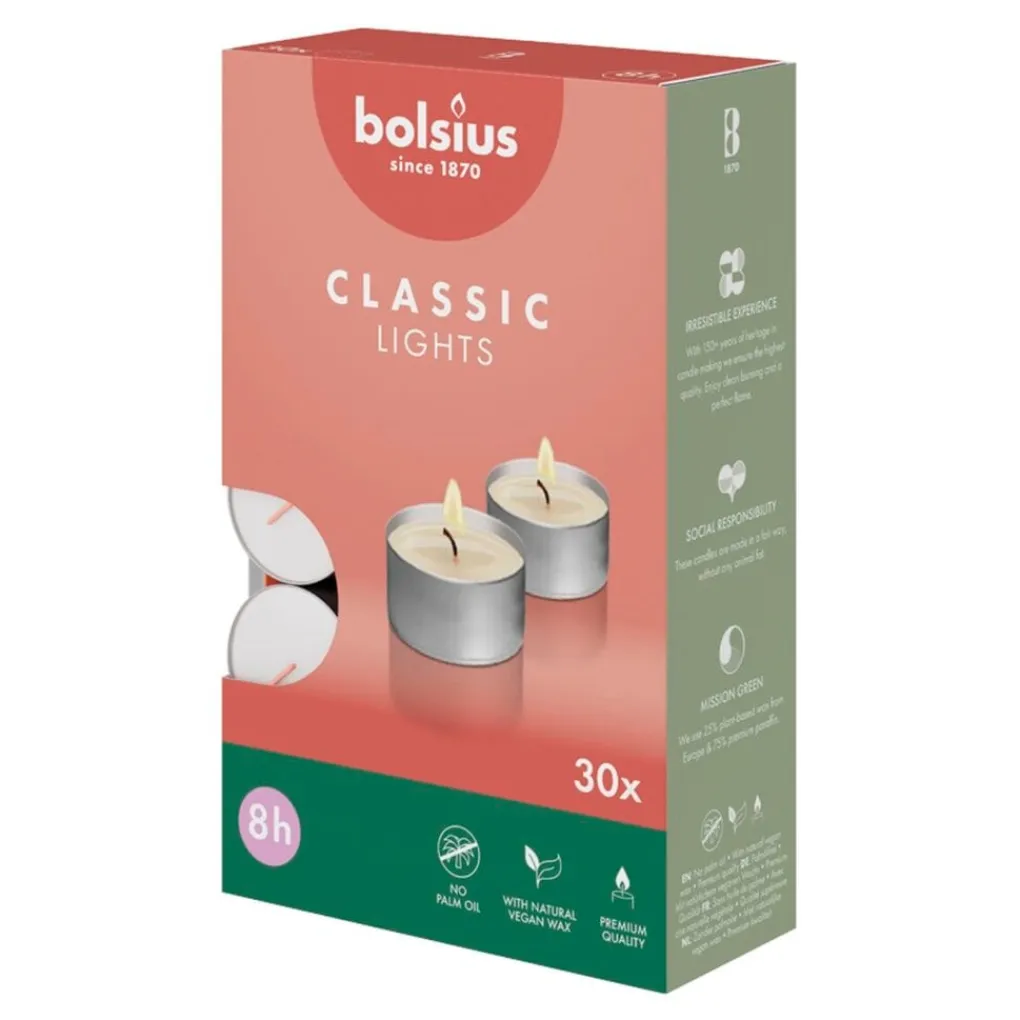 Bolsius Kaarsen>Classic Lights 8-Uur Waxinelichtjes