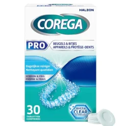 Corega Kunstgebitreiniger>Pro Dagelijkse Reiniger voor Beugels & Bitjes Tabletten