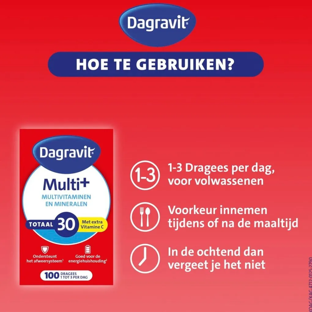 Dagravit Vitamines>Totaal 30 Multivitaminen Dragees