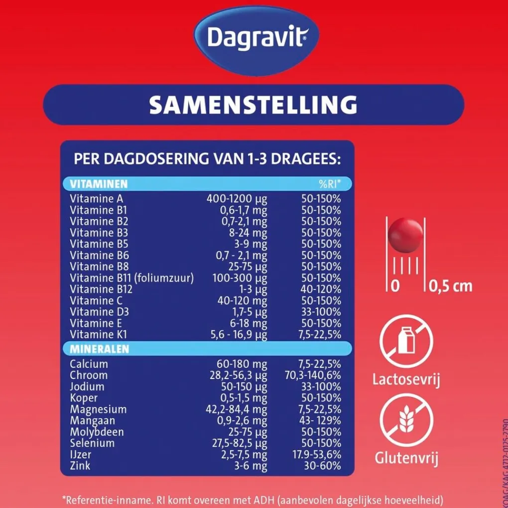 Dagravit Vitamines>Totaal 30 Multivitaminen en Mineralen Dragees