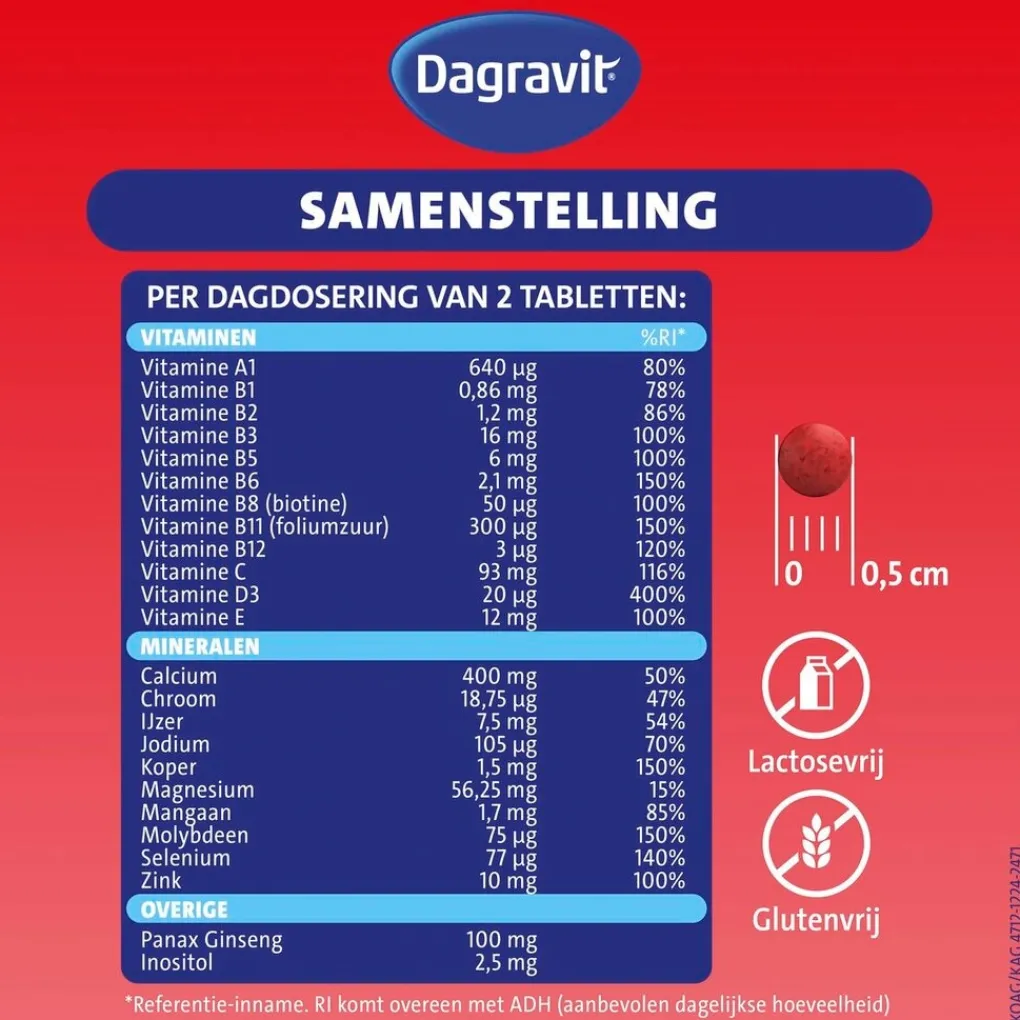 Dagravit Vitamines>Totaal 30 Vitaal 60+ Multivitaminen Tabletten