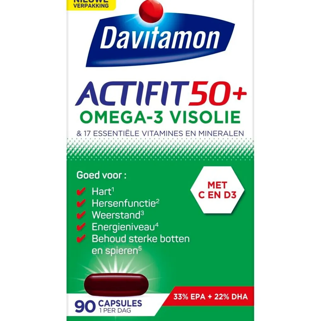 Davitamon Hart En Of Bloedvaten|Weerstand En Of Energie>Actifit 50+ Omega-3 Visolie Multivitamine & Mineralen Capsules
