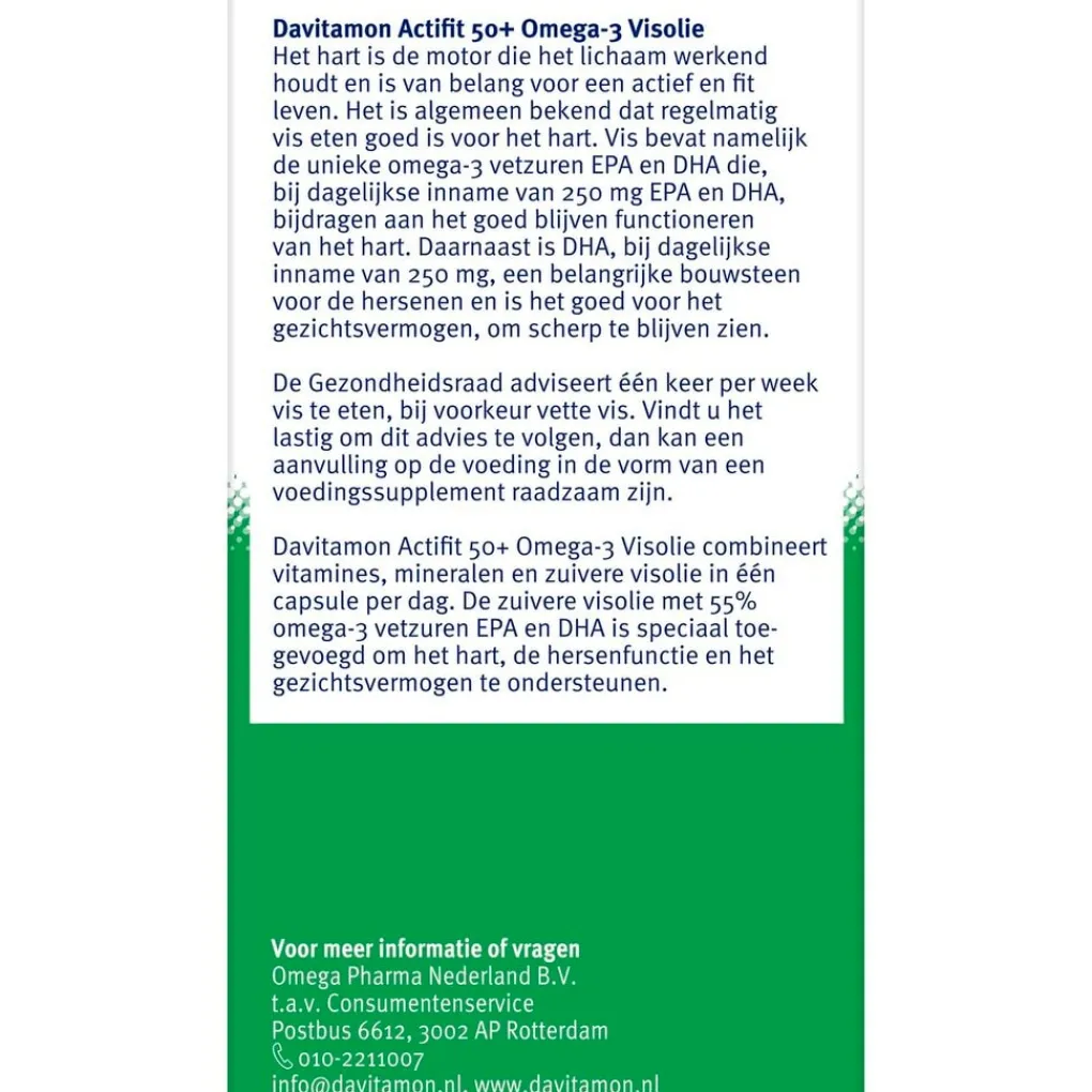 Davitamon Hart En Of Bloedvaten|Weerstand En Of Energie>Actifit 50+ Omega-3 Visolie Multivitamine & Mineralen Capsules