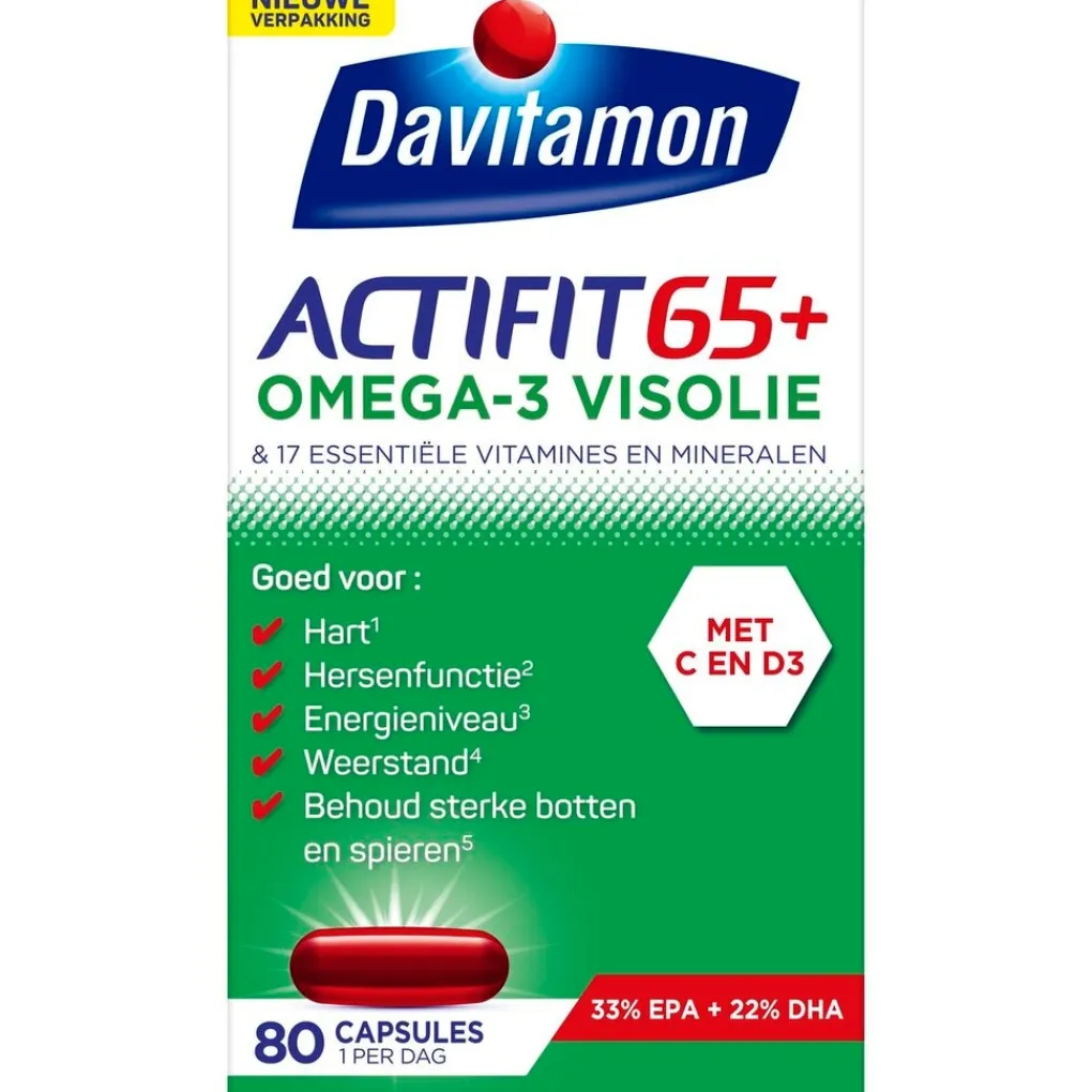 Davitamon Omega 3|Botten En Gewrichten>Actifit 65+ Omega-3 Visolie Multivitamine & Mineralen Capsules