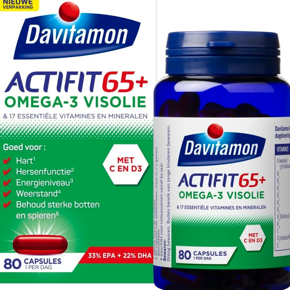Davitamon Omega 3|Botten En Gewrichten>Actifit 65+ Omega-3 Visolie Multivitamine & Mineralen Capsules