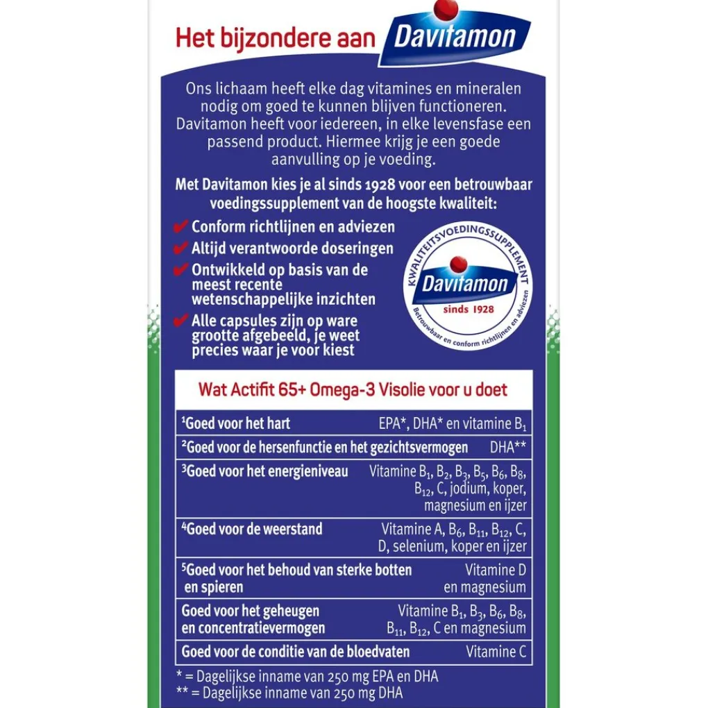 Davitamon Omega 3|Botten En Gewrichten>Actifit 65+ Omega-3 Visolie Multivitamine & Mineralen Capsules