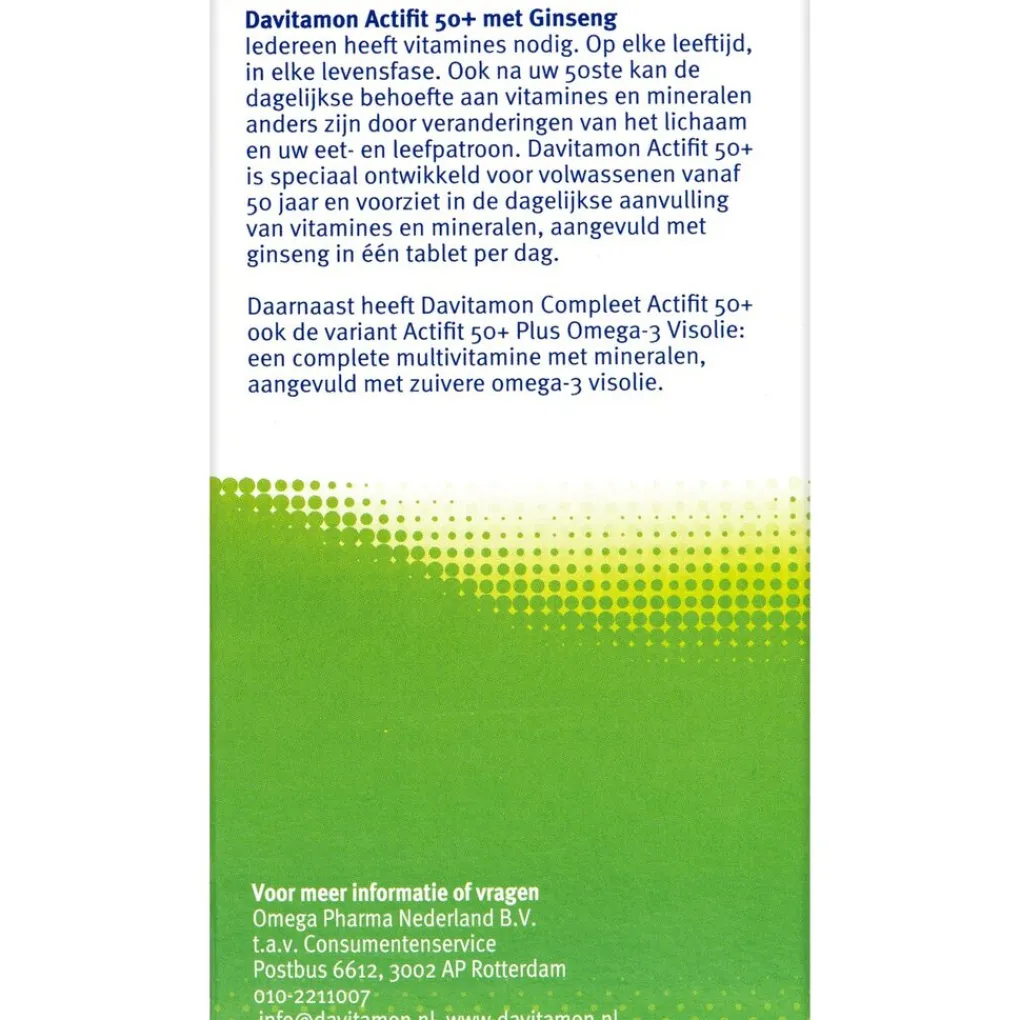 Davitamon Vitamines|Weerstand En Of Energie>Actifit 50+ Tabletten
