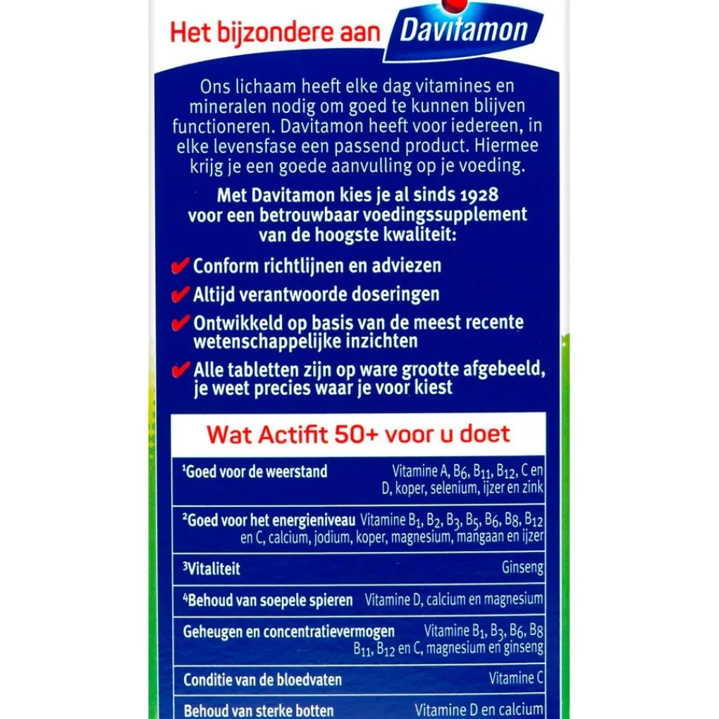 Davitamon Vitamines|Weerstand En Of Energie>Actifit 50+ Tabletten