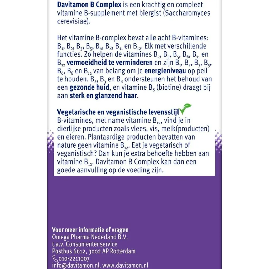 Davitamon Vitamines|Weerstand En Of Energie>B-Complex Forte Dragees