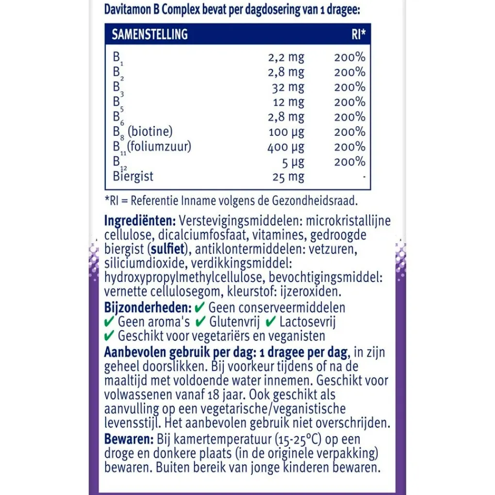 Davitamon Vitamines|Weerstand En Of Energie>B-Complex Forte Dragees