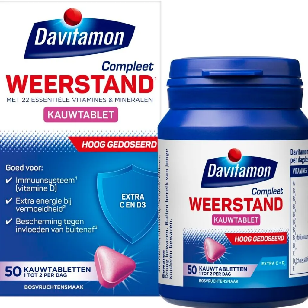 Davitamon Vitamines|Weerstand En Of Energie>Compleet Weerstand Bosvruchten Kauwtabletten