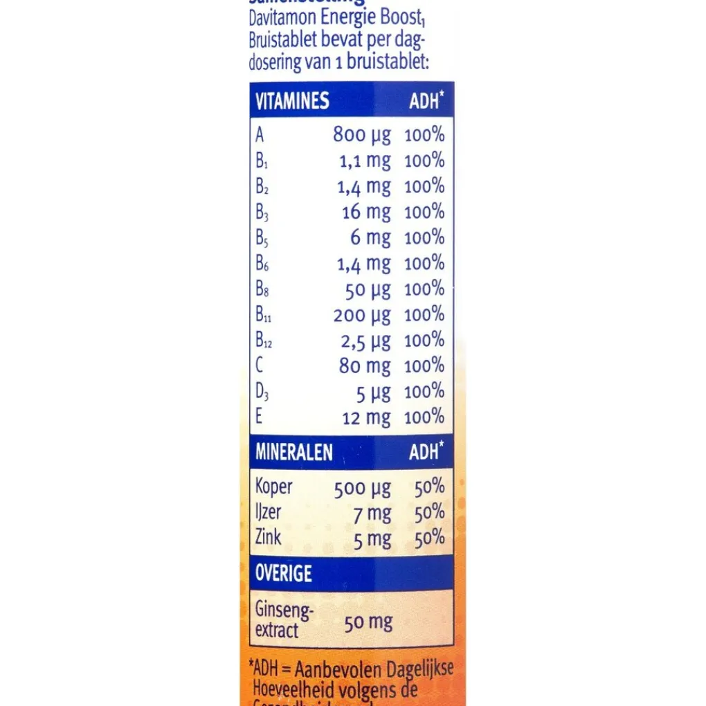 Davitamon Vitamines|Weerstand En Of Energie>Energie Boost¹ Ginseng Bruistabletten