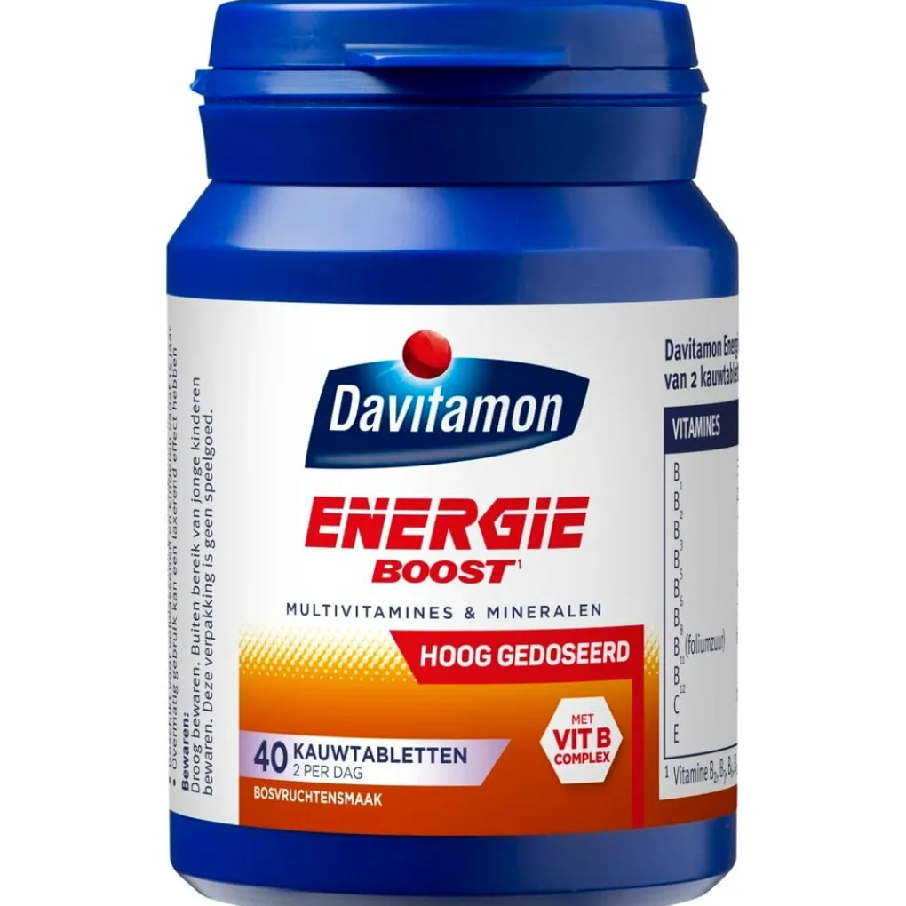 Davitamon Vitamines|Weerstand En Of Energie>Energie Boost¹ Hooggedoseerde Bosvruchten Kauwvitaminen
