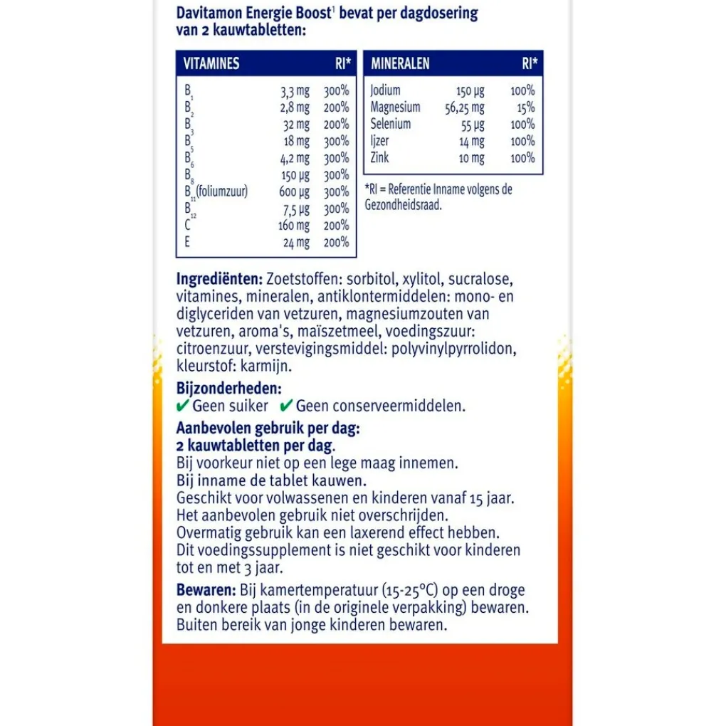 Davitamon Vitamines|Weerstand En Of Energie>Energie Boost¹ Hooggedoseerde Bosvruchten Kauwvitaminen