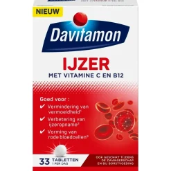Davitamon Mineralen>Ijzer met Vitamine C en B12 Tabletten
