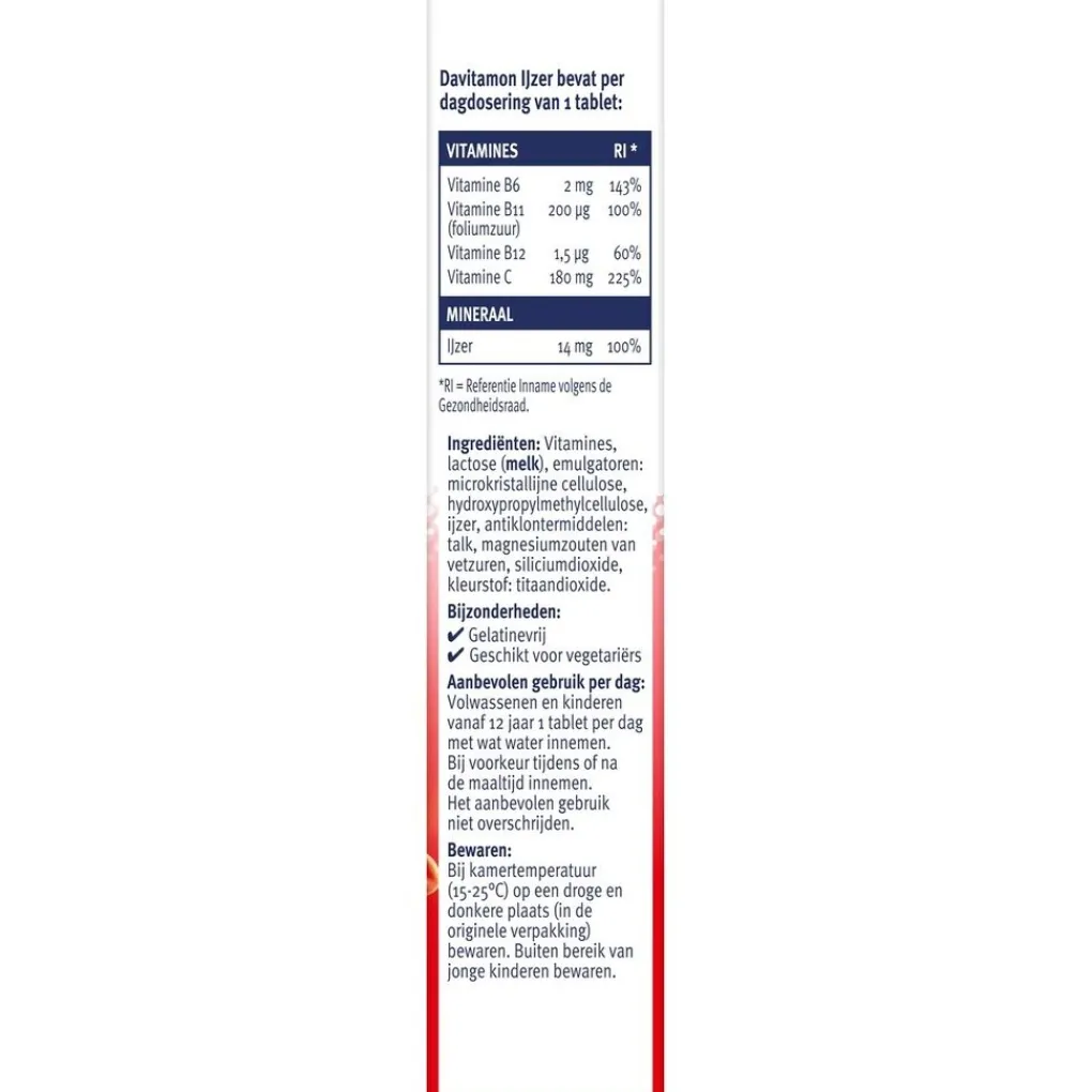 Davitamon Mineralen>Ijzer met Vitamine C en B12 Tabletten