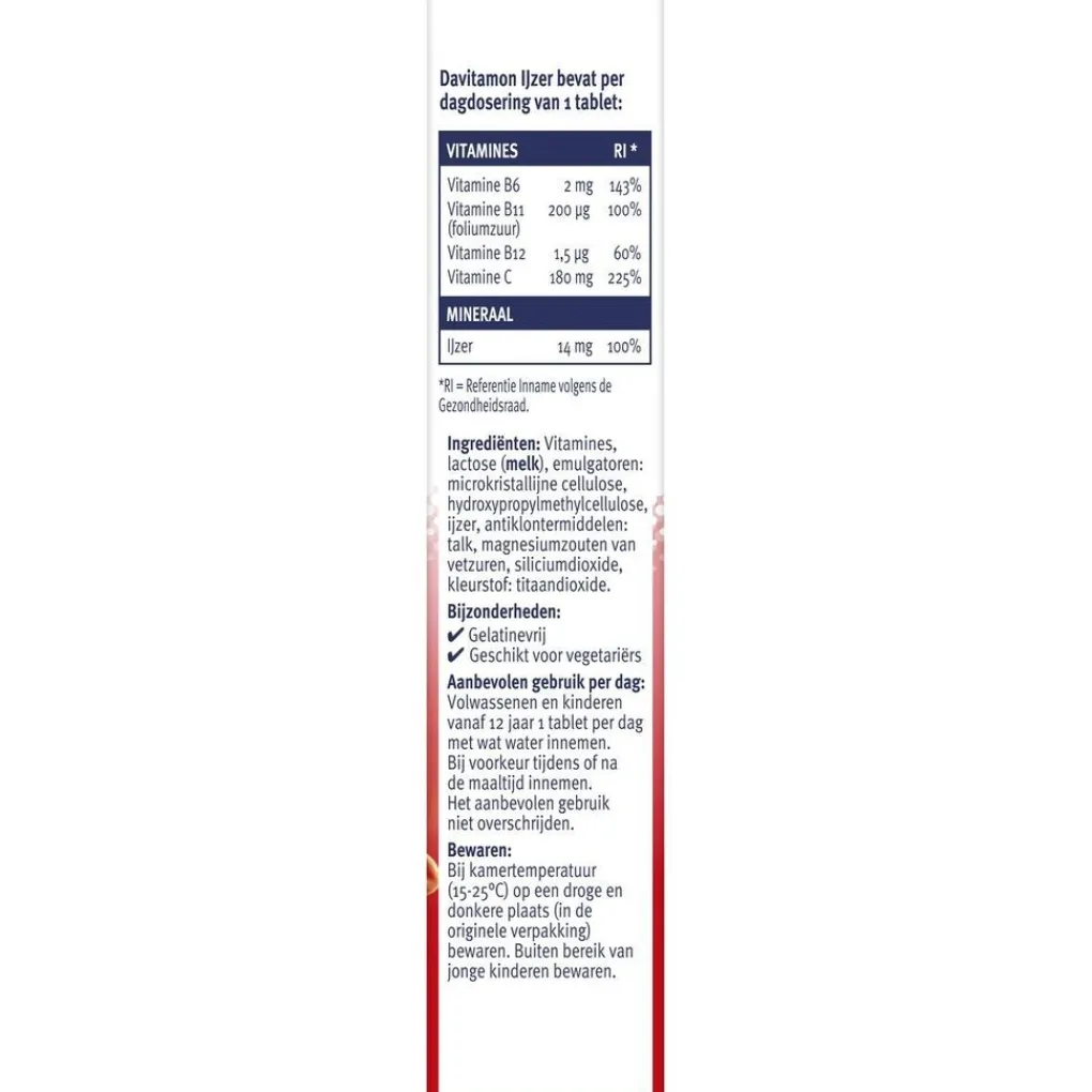 Davitamon Mineralen>Ijzer met Vitamine C en B12 Tabletten