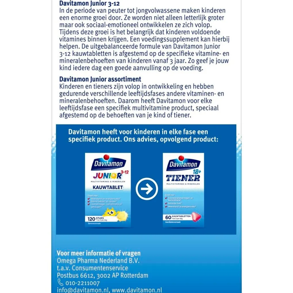 Davitamon Vitamines>Junior 3-12 Banaan Kauwtabletten