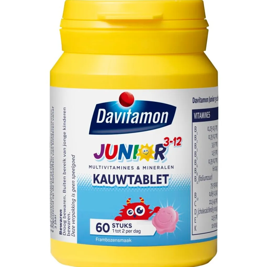 Davitamon Vitamines>Junior 3+ Framboos Kauwtabletten