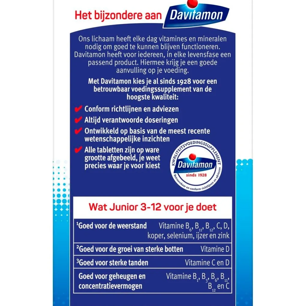 Davitamon Vitamines>Junior 3+ Framboos Kauwtabletten